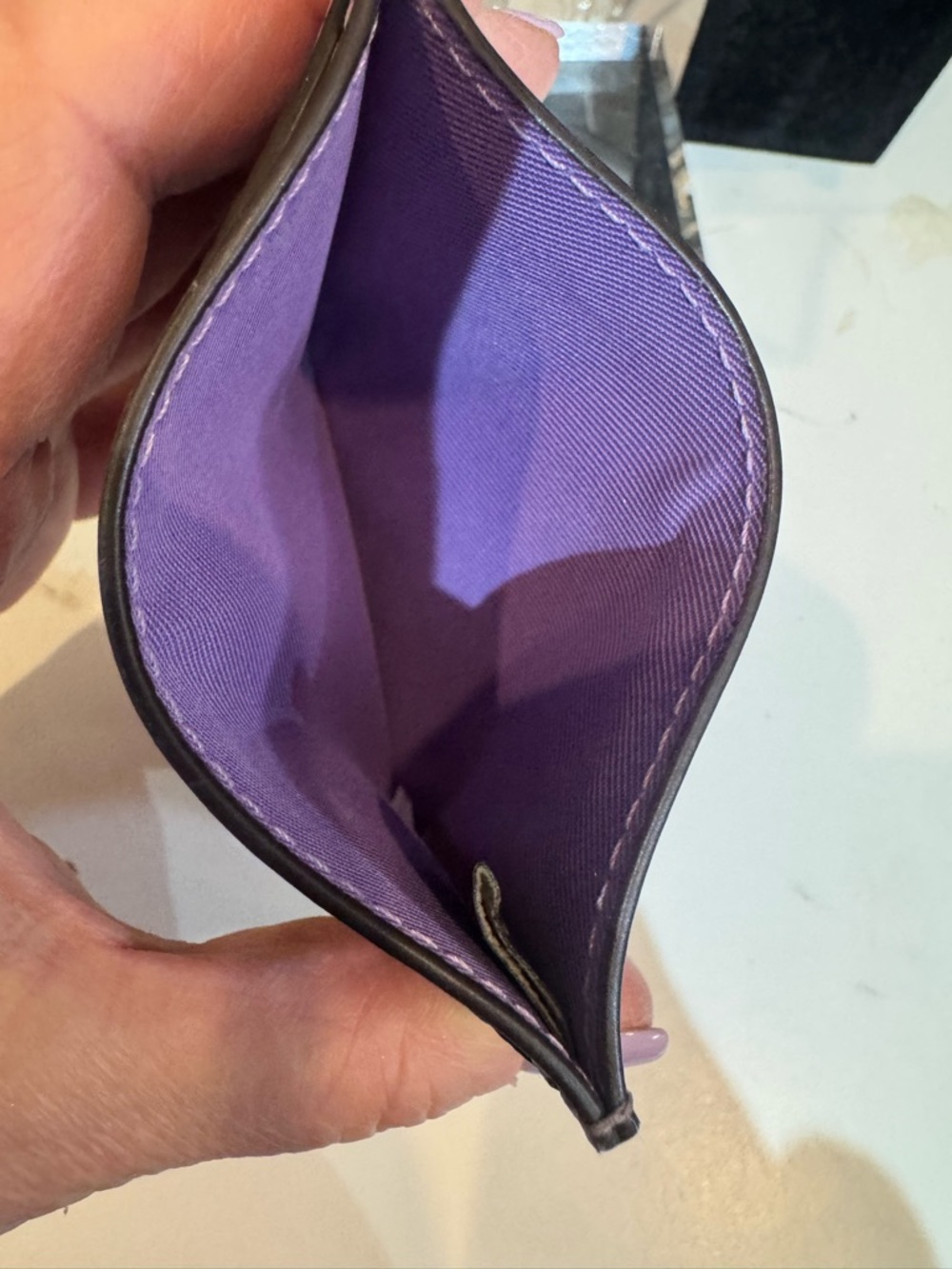 Coach Purple Slim Lavender Signature Canvas Silver Card Holder - Picture 5 of 5